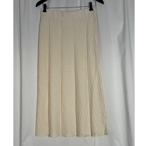 Cyrus Dresses & Skirts - Cyrus Womens Ivory Knit Midi Skirt Textured A-Line Cream Career SirenSize M
